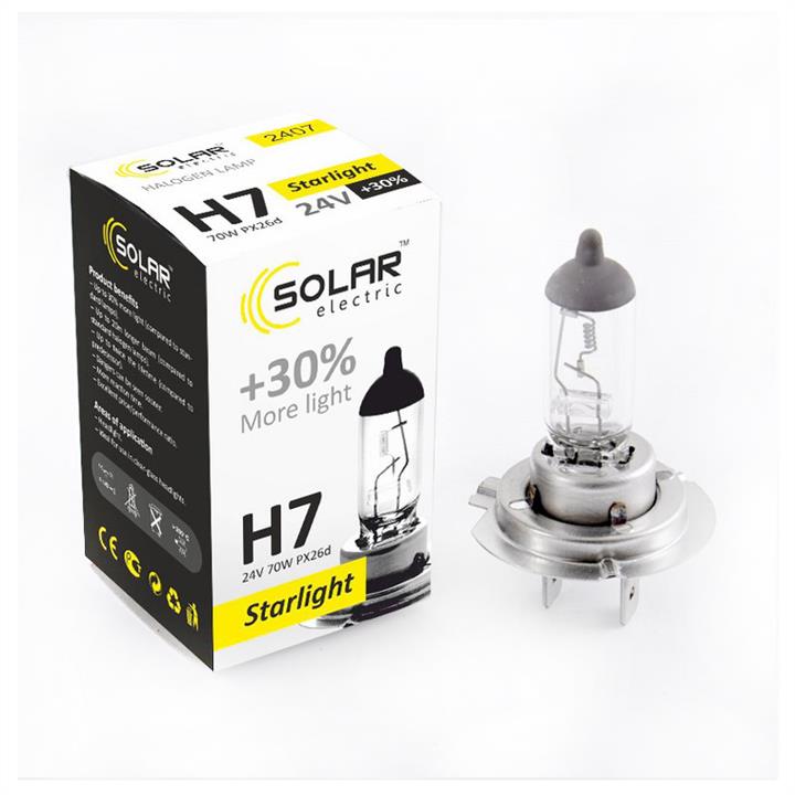 Лампа галогенная SOLAR +30% H7 24V 70W (2407) SOLAR 2407