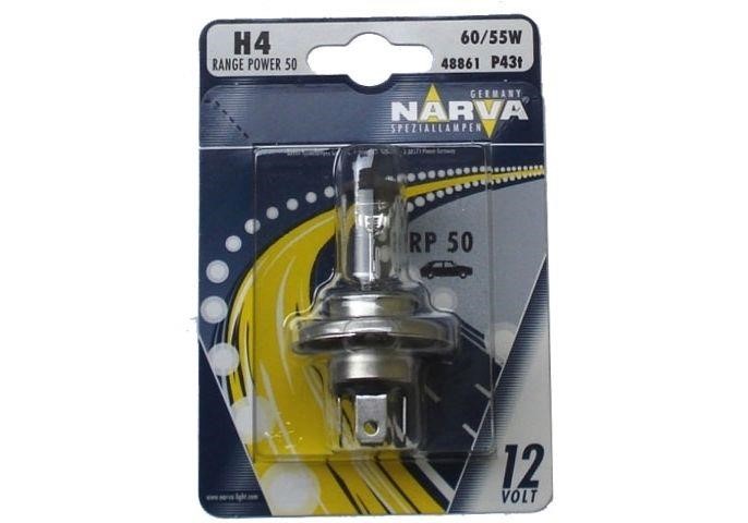 Лампа накаливания H4 12V 6055 W P43t RANGE POWER 50+ (48861B1) Narva 48861_B1