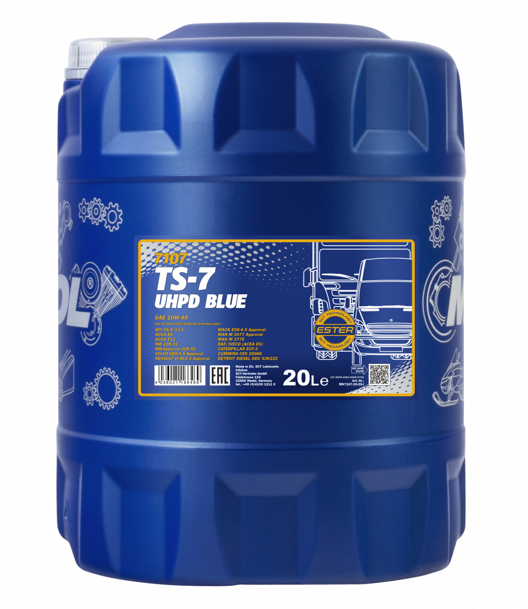 Моторное масло Mannol TS-7 UHPD Blue 10W-40 20л