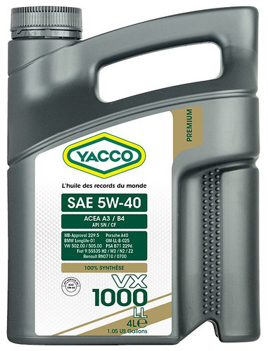 Моторные масла YACCO YACCO 5W40 VX 1000 LL4