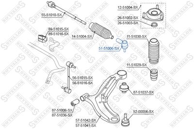 5151006SX STELLOX Наконечник поперечной рулевой тяги