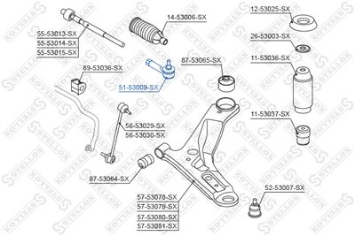 5153009SX STELLOX Наконечник поперечной рулевой тяги