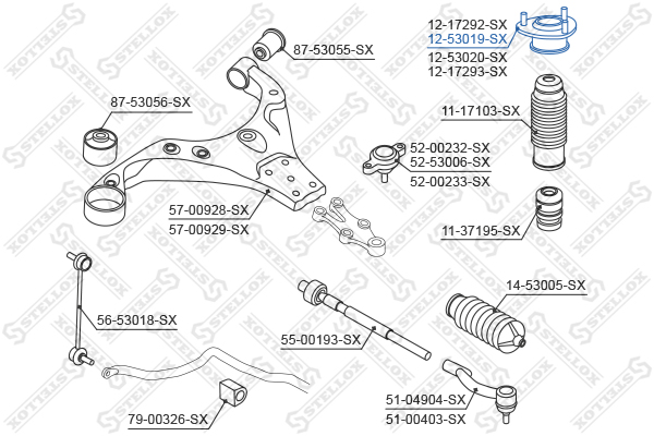 12-53019-SX_опора амортизатора заднего левого! KIA Sportage aII 04> Stellox                1253019SX