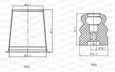 DCK509404 OPEN PARTS Пылезащитный комплект, амортизатор