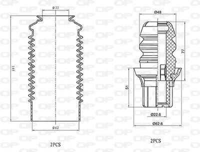 DCK500804 OPEN PARTS Пылезащитный комплект, амортизатор