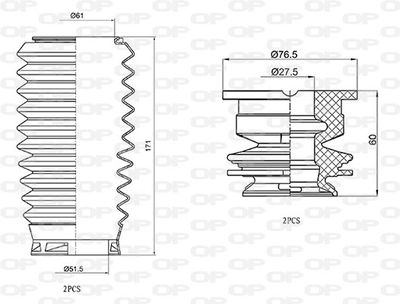 DCK502704 OPEN PARTS Пылезащитный комплект, амортизатор