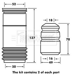 BPK7118 BORG & BECK Пылезащитный комплект, амортизатор