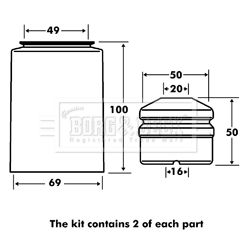 BPK7028 BORG & BECK Пылезащитный комплект, амортизатор