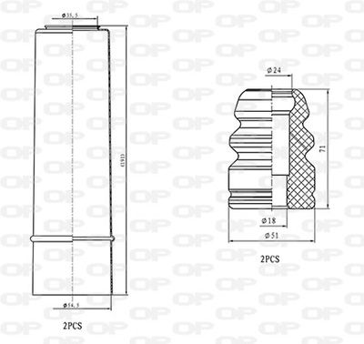 DCK505004 OPEN PARTS Пылезащитный комплект, амортизатор