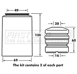 FPK7024 FIRST LINE Пылезащитный комплект, амортизатор