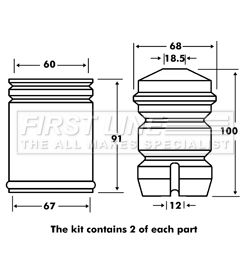 FPK7018 FIRST LINE Пылезащитный комплект, амортизатор