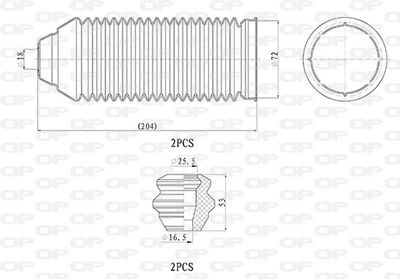 DCK505104 OPEN PARTS Пылезащитный комплект, амортизатор