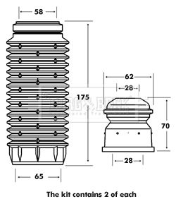 BPK7058 BORG & BECK Пылезащитный комплект, амортизатор