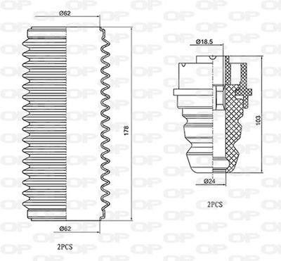 DCK504504 OPEN PARTS Пылезащитный комплект, амортизатор