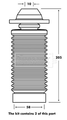 BPK7094 BORG & BECK Пылезащитный комплект, амортизатор