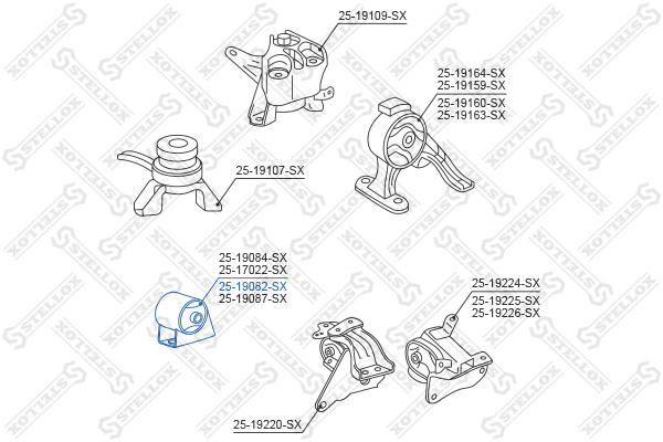 Подушка двигателя передн.Toyota Corolla Stellox                2519082SX