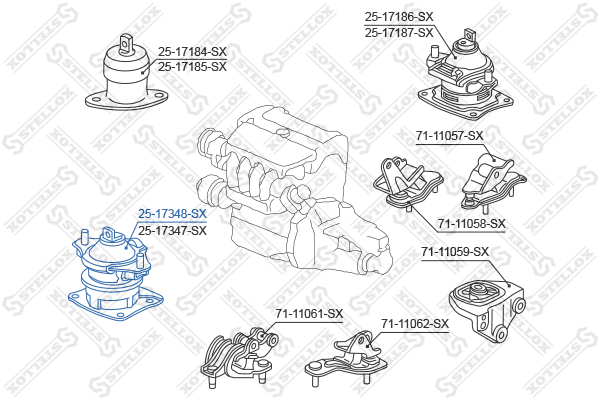 Подушка двигателя передняя Honda Accord Stellox                2517348SX