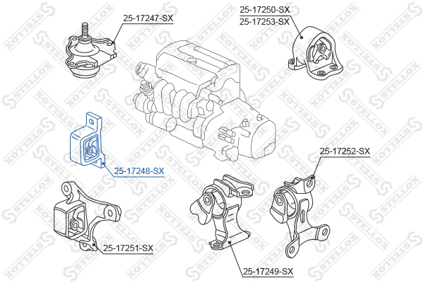 Опора двигателя Honda cr-v 01-06elemen Stellox                25-17248-SX