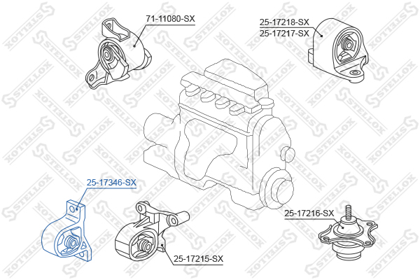 Опора двигателя передняя Honda Civic EU Stellox                25-17346-SX