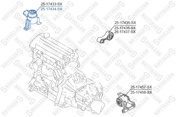 Подушка двигателя правая Mazda 6 GH 200 Stellox                25-17434-SX