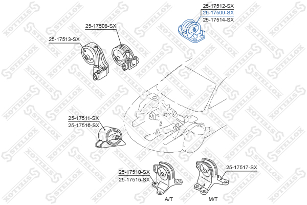 Подушка двигателя задняя Mitsubishi Gal Stellox                25-17509-SX