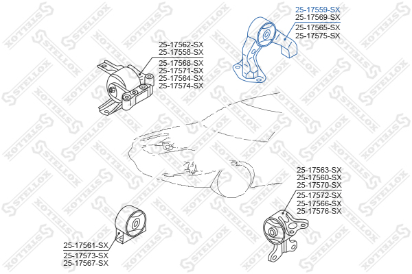 Подушка двигателя задняя Mitsubishi Lan Stellox                25-17559-SX