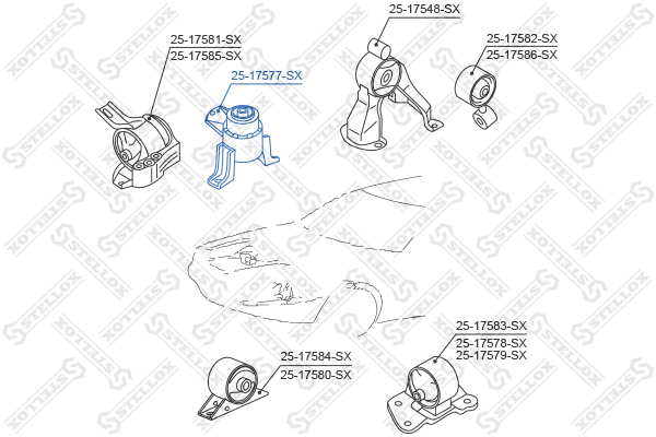 Подушка двигателя правая Mitsubishi Out Stellox                25-17577-SX