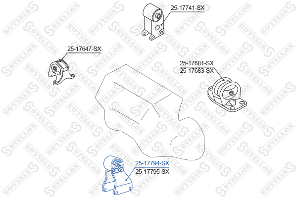 Подушка двигателя передняя Nissan Maxim Stellox                25-17794-SX