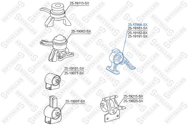 Подушка двигателя задняя Toyota Caldina Stellox                25-17998-SX