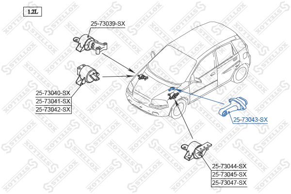 Подушка ДВС зад.Daewoo Kalos 02> Stellox                2573043SX