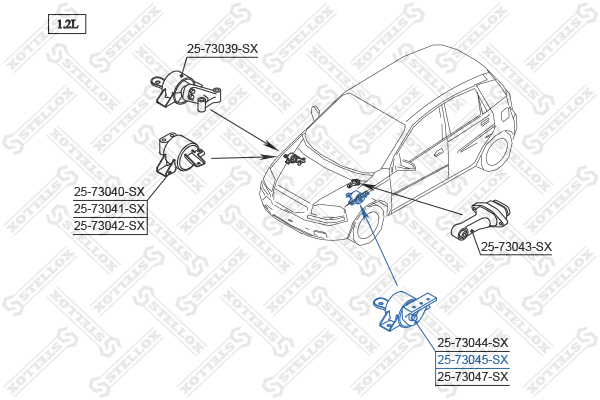 Подушка ДВС л.Daewoo Kalos 1.4 sohc MPI Stellox                2573045SX