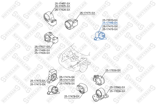 Подушка двигателя задняя Mitsubishi Car Stellox                25-17469-SX