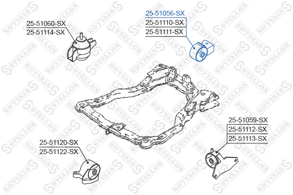 Подушка ДВС зад.Hyundai Elantra 1.6 00> Stellox                25-51056-SX