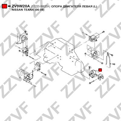 Опора двигателя левая (L) nissan teana (06-08) ZZVF                ZV9W20A