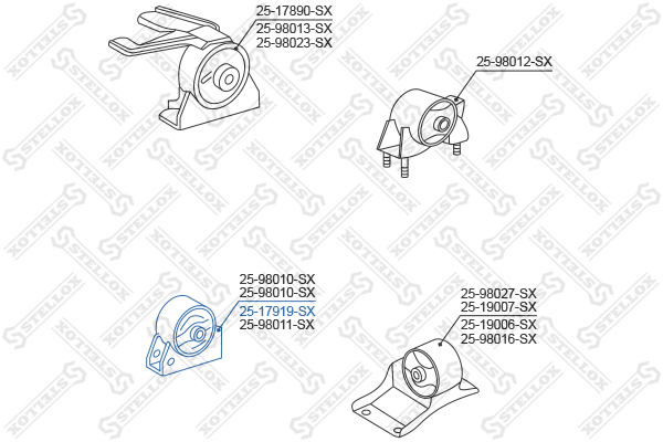 Подушка двигателя передняя Toyota Corol Stellox                25-17919-SX