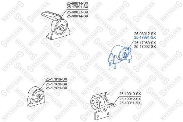 Подушка двигателя задняя Toyota Corolla Stellox                25-17991-SX