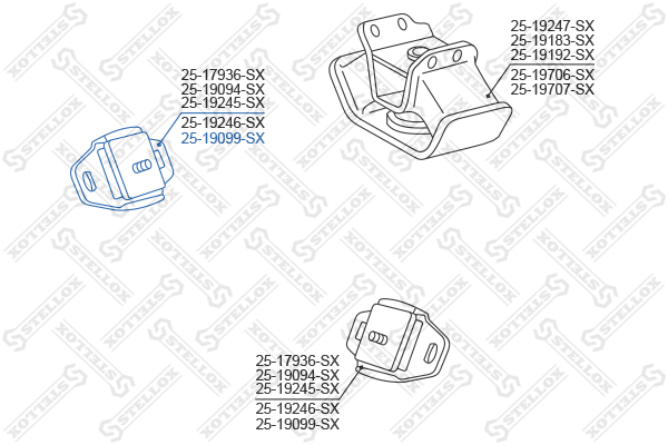 Опора двигателя передняяToyota LC Prado Stellox                25-19099-SX