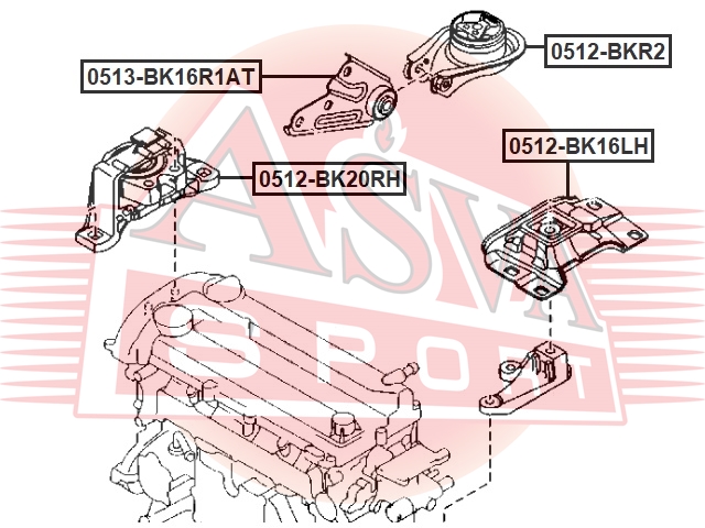 Опора двигателя Asva                0513-BK16R1AT