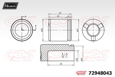 72948043 MAXTECH Поршень, корпус скобы тормоза