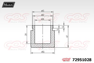 72951028 MAXTECH Поршень, корпус скобы тормоза