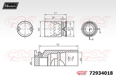 72934018 MAXTECH Поршень, корпус скобы тормоза