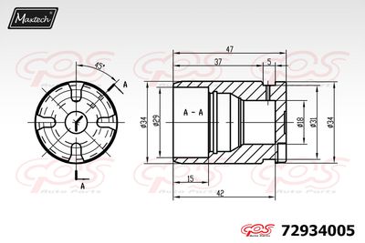 72934005 MAXTECH Поршень, корпус скобы тормоза