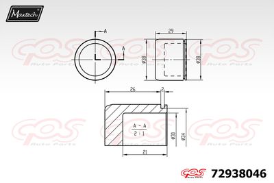 72938046 MAXTECH Поршень, корпус скобы тормоза