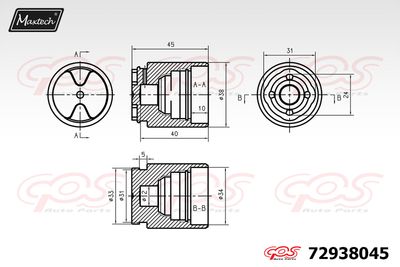 72938045 MAXTECH Поршень, корпус скобы тормоза