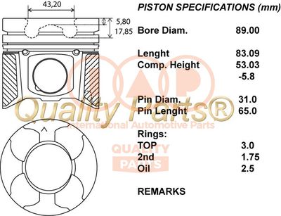 10013160 IAP QUALITY PARTS Поршень