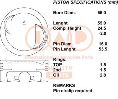 10116021 IAP QUALITY PARTS Поршень