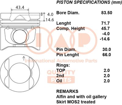 10012091 IAP QUALITY PARTS Поршень