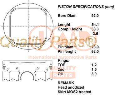 10115054 IAP QUALITY PARTS Поршень