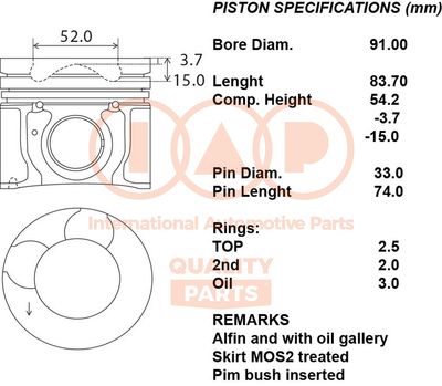 10021085 IAP QUALITY PARTS Поршень