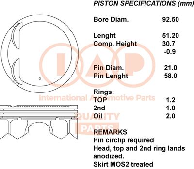 10016153 IAP QUALITY PARTS Поршень